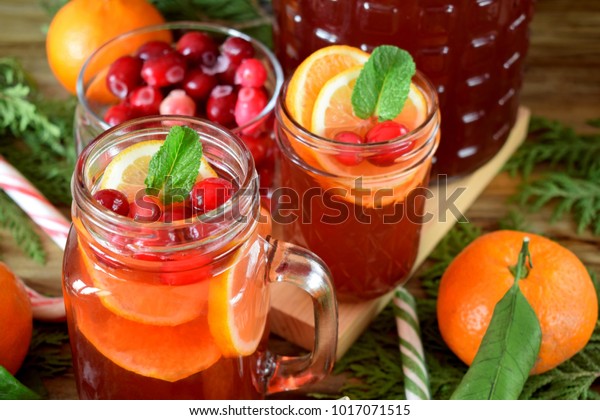 Punch Cranberries Orange Decorated Mint Stick Royalty Free Stock