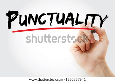 Punctuality text with marker, concept background