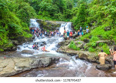 Pune India  : 23 Jun 2017: Tourist Enjoying Waterfalls In Malshej Ghat India