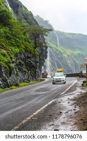 Pune India  : 23 Jun 2017: Tourist Paasing Of Waterfalls In Malshej Ghat India