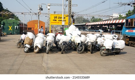 Pune, India - February 18, 2022: Passenger Train At Pune Junction Railway Station.