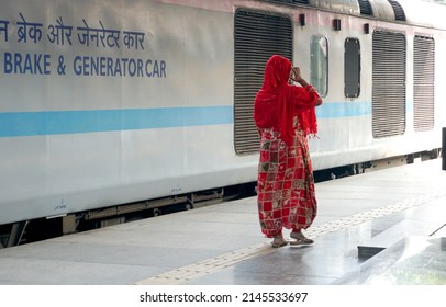 Pune, India - February 18, 2022: Passenger Train At Pune Junction Railway Station.