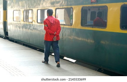 Pune, India - February 18, 2022: Passenger Train At Pune Junction Railway Station.