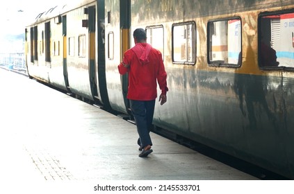 Pune, India - February 18, 2022: Passenger Train At Pune Junction Railway Station.