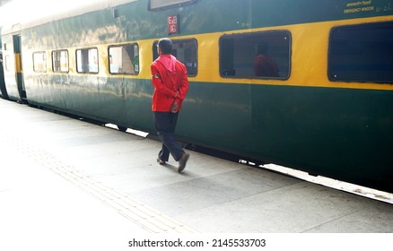 Pune, India - February 18, 2022: Passenger Train At Pune Junction Railway Station.