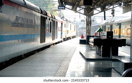 Pune, India - February 18, 2022: Passenger Train At Pune Junction Railway Station.