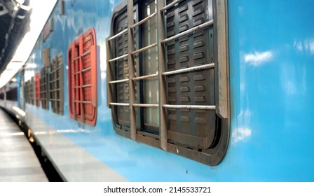 Pune, India - February 18, 2022: Passenger Train At Pune Junction Railway Station.