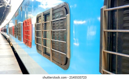 Pune, India - February 18, 2022: Passenger Train At Pune Junction Railway Station.