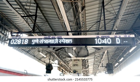 Pune, India - February 18, 2022: Passenger Train At Pune Junction Railway Station.