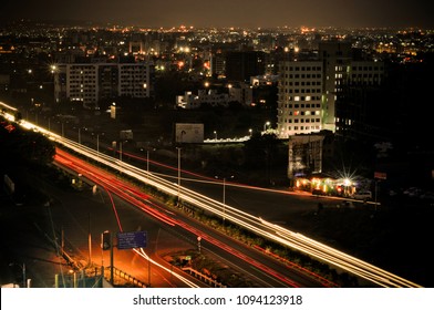 Pune, India - July 7 2013: Night Cityscape At Pune India.