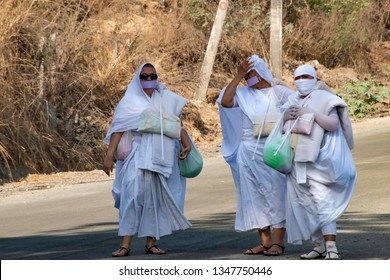 Pune, India - March 24 2019: A Lady Jain Monk Outdoors At Pune India.