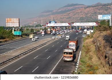 Pune, India - November 03 2018: Toll Plaza On The Mumbai Pune Expressway Near Pune India.