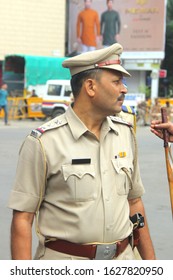 PUNE, MAHARASHTRA, INDIA - June 19, 2014:  The Ganesh Festival Time Uniform Of Maharashtra Police Officer, Mumbai, Maharashtra, India, Southeast, Asia.