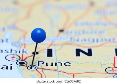 Pune Pinned On A Map Of Asia 