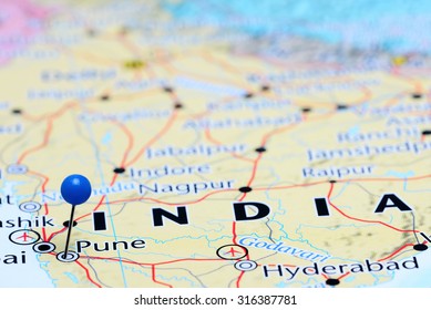 Pune Pinned On A Map Of Asia 