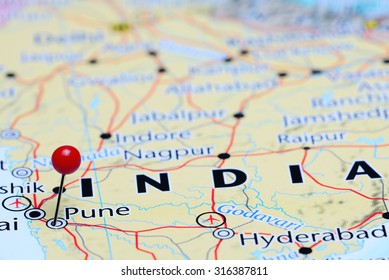 Pune Pinned On A Map Of Asia 