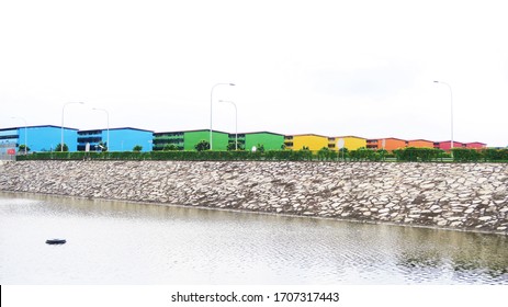 Punggol, Singapore - May 28 2017: Colorful dormitories for foreign migrant workers in Singapore