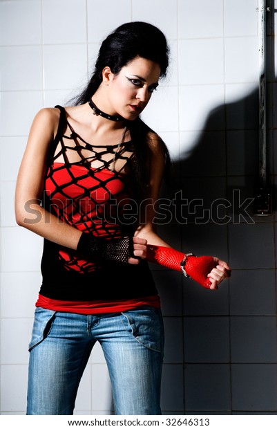 Punk Girl Posing Hard On Under