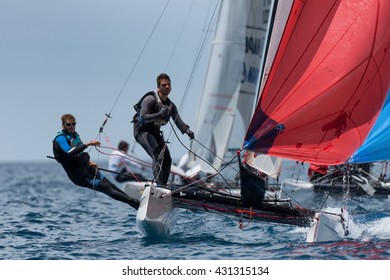 PUNTA ALA - 3 JUNE: Teams Competing On Formula 18 National Catamaran Race, On June 3 2016 In Punta Ala, Italy