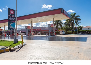 PUNTA CANA, DOMINICAN REPUBLIC - January 27, 2022: Texaco gasoline station with Techron and Diesel