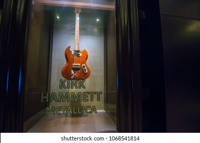 PUNTA CANA, DOMINICAN REPUBLIC - OCTOBER 29, 2015: Guitar Of Kirk Hammett In Punta Cana