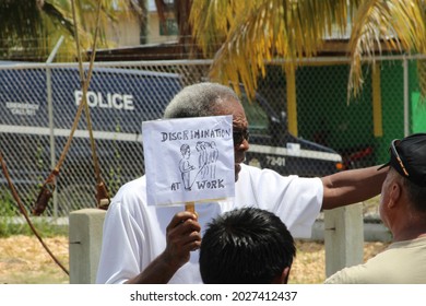 PUNTA GORDA, BELIZE - JULY 28, 2015 Creole Protest During The Case Of The Santa Cruz 13 Accused Of False Imprisonment While Upholding Maya Land Rights