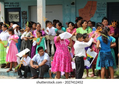 PUNTA GORDA, BELIZE - JULY 28, 2015 Angry Protest Crowds At Court House During The Case Of The Santa Cruz 13 Accused Of False Imprisonment While Upholding Maya Land Rights