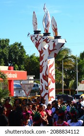 PUNTA GORDA, BELIZE - SEPTEMBER 10, 2016 St. George’s Caye Day celebrations and carnival - Flames of Independence memorial and spectators