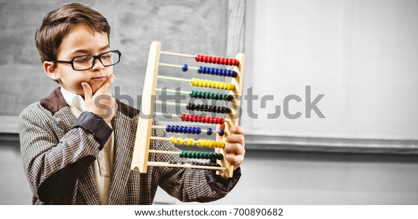 Pupil Dressed Teacher Holding Abacus Classroom Stock Photo 700890682 ...