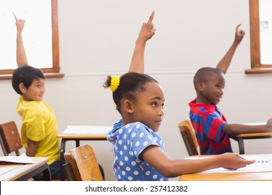 Kids Raising Hands During Lesson Elementary Stock Photo 667971949 ...