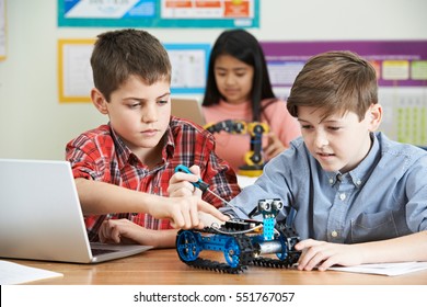 Pupils In Science Lesson Studying Robotics