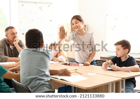 Pupils taking classes at language school
