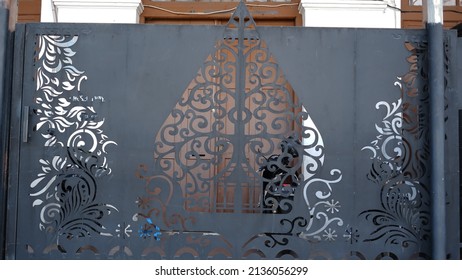 Puppet Image Ornament On Iron Fence. Wayang Museum, Jakarta. 16 March 2022.