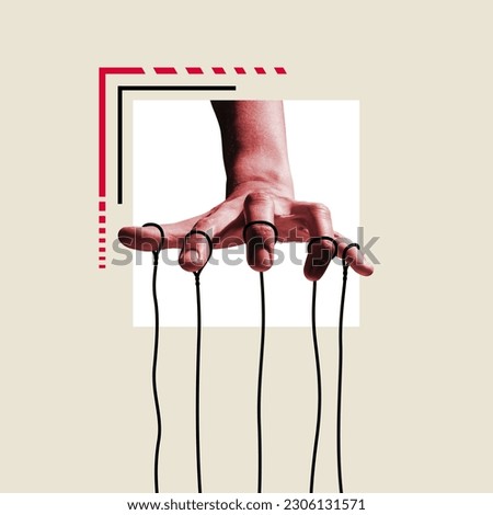 The puppeteer and his puppet, art collage.