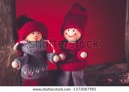 puppets on a red background