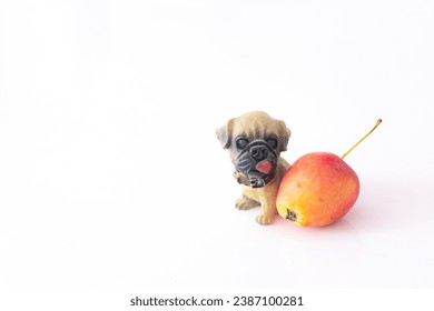 Puppy decorations and sand fruits on a white background - Powered by Shutterstock