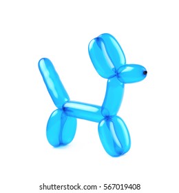 Puppy Dog Figure Made Of Modelling Balloon Isolated Over The White Background