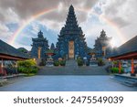 Pura Besakih temple on the slopes of Mount Agung largest and holiest temple at sunset - Bali, Indonesia