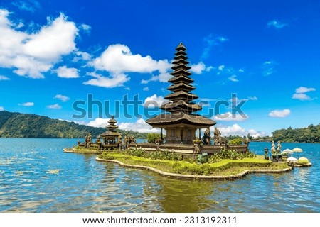 Pura Ulun Danu Beratan Bedugul temple on a lake in Bali, Indonesia