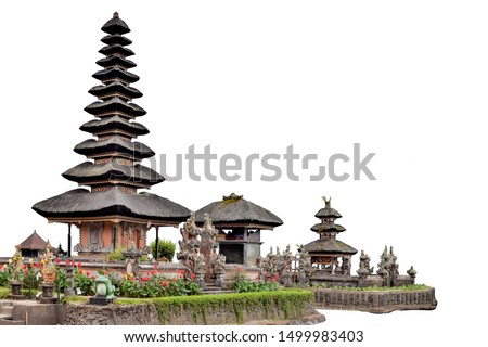 Pura Ulun Danu Beratan (or Pura Bratan) isolated on white background. It is a temple on Bali, Indonesia.