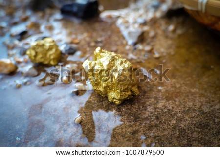 Pure gold ore found in mines with natural water sources.