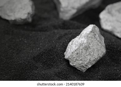 Pure Silver Or Platinum Or Rare Earth From The Mine That Was Placed On The Black Sand