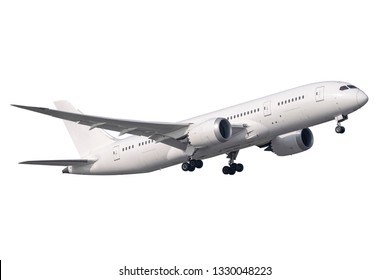 A Pure White Jet Engine Airplane No Logo Isolated Side View