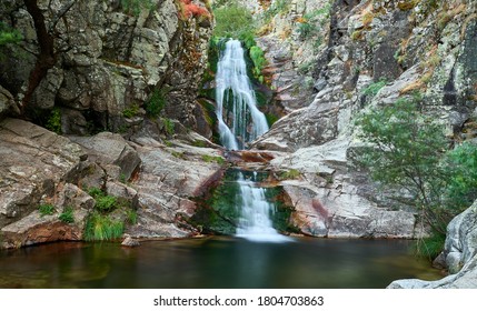 Purgatory waterfall in Madrid mountains