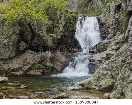 The Purgatory waterfall in the Sierra de Guadarrama. Lozoya Valley Madrid's community.