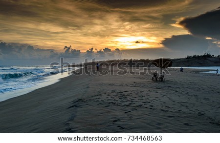 Puri beach at the time of Sunset.