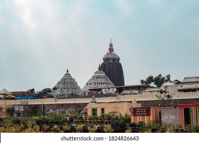 Puri, India - February 3, 2020: View Over Jagannath Temple When Unidentified Visits The Religious Destination On February 3, 2020 In Puri, India