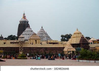 Puri, India - February 3, 2020: View Over Jagannath Temple When Unidentified Visits The Religious Destination On February 3, 2020 In Puri, India