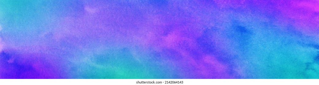 Purple blue green abstract watercolor background. Colorful art background with copy space for design. Web banner. Panoramic. Wide. Long.  Website header. - Shutterstock ID 2142064143