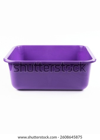 Purple blue plastic empty square basin isolated on white background